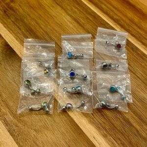 11 New 14G Stainless Steel Belly Button Rings